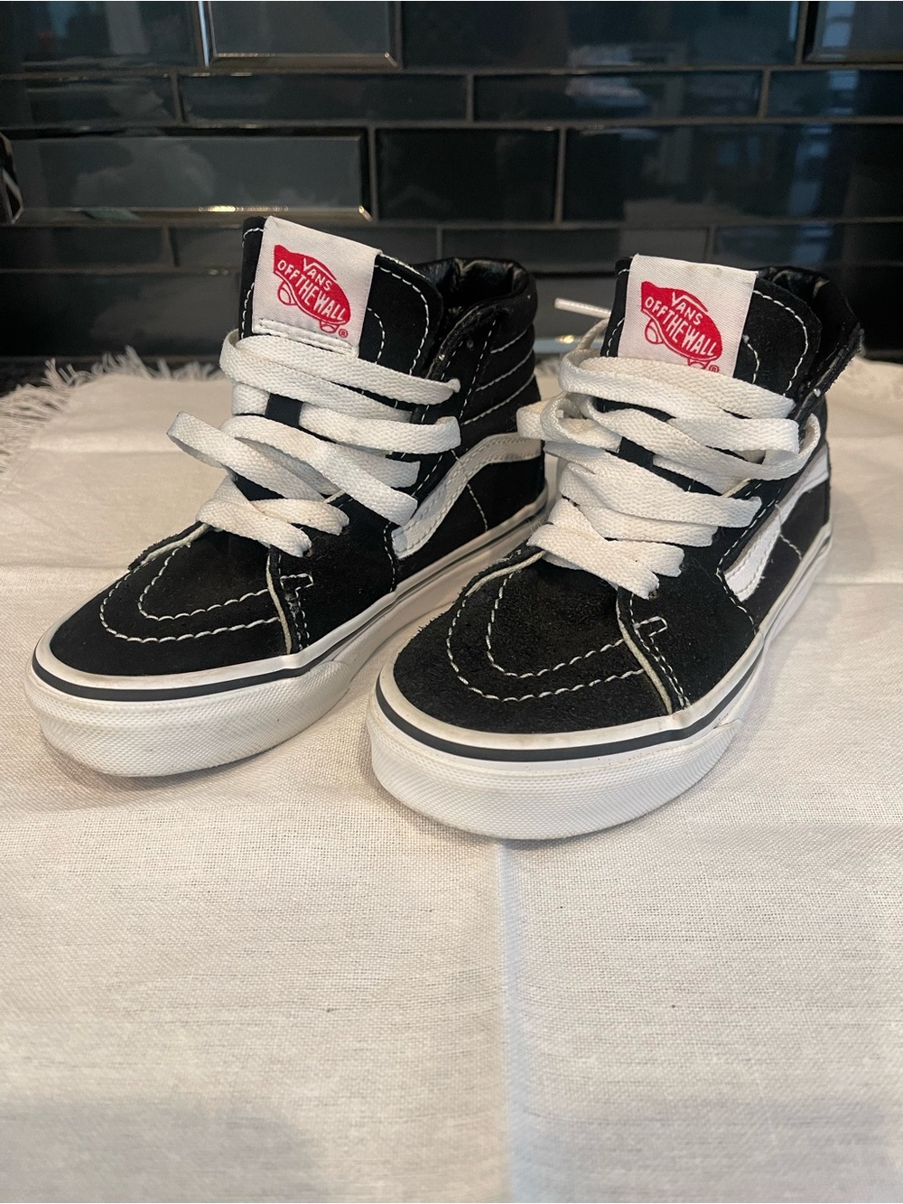 Vans Black & White Kids High-Top Skate Sneakers